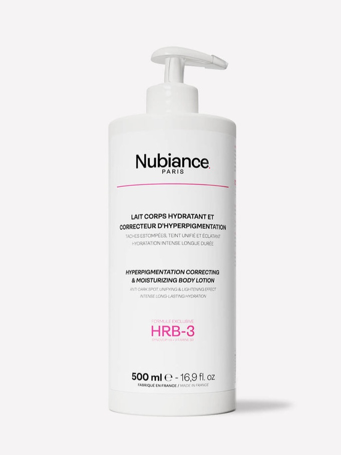 Nubiance Paris – Lait Corps Hydratant & Correcteur d’Hyperpigmentation HRB-3 (Flacon pompe 500 ml)